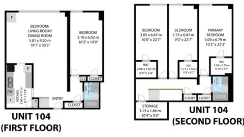 Floor plan for 4 beds, 2 baths